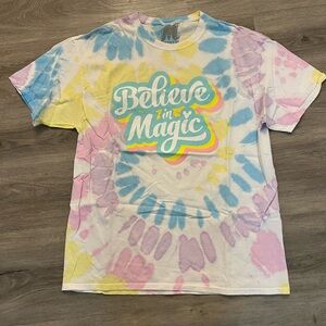 Believe in Magic Disney theme Tie-Dye Short Sleeve Tee - Pastel Multi